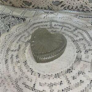Vintage Heart-Shaped Glass Trinket Box - Clear